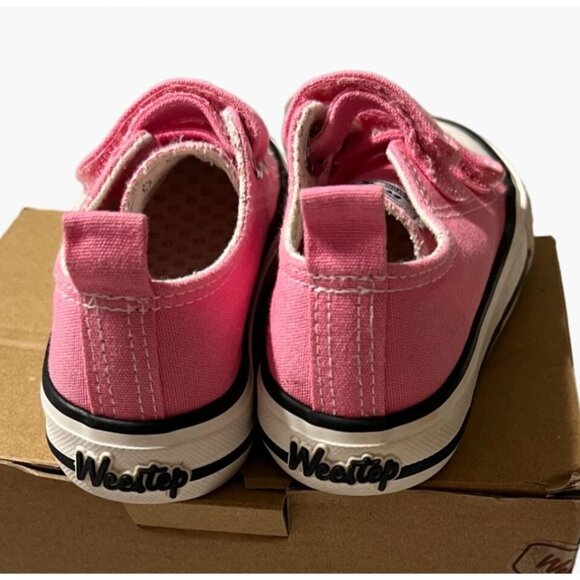 Weestep Pink Sneakers Girls Size 7 Converse Style Slip On Velcro Closure New in - Picture 5 of 8